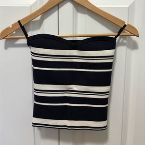 Striped Babaton tube top with sweetheart neckline